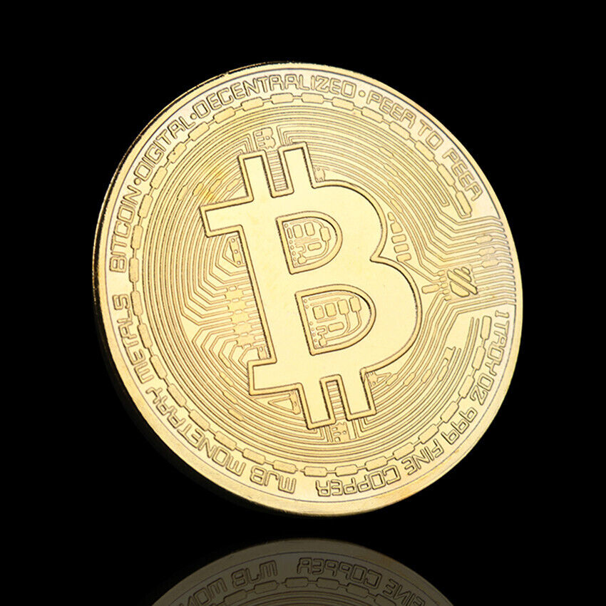 Actual physical bitcoin with gold plating, well crafted tangible coin.